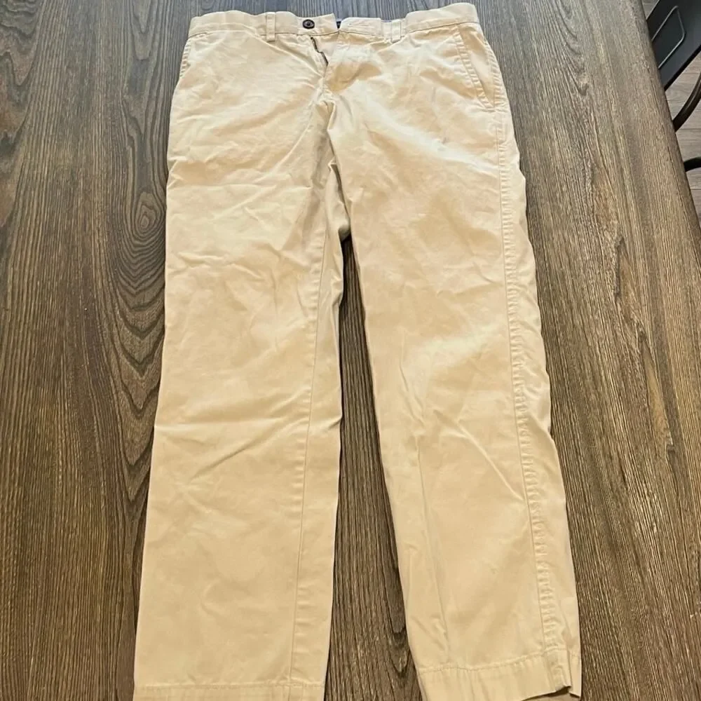 Tommy Hilfiger Mens Chino Pants Mid-Rise Flat Front Custom Fit Beige Size 30/30